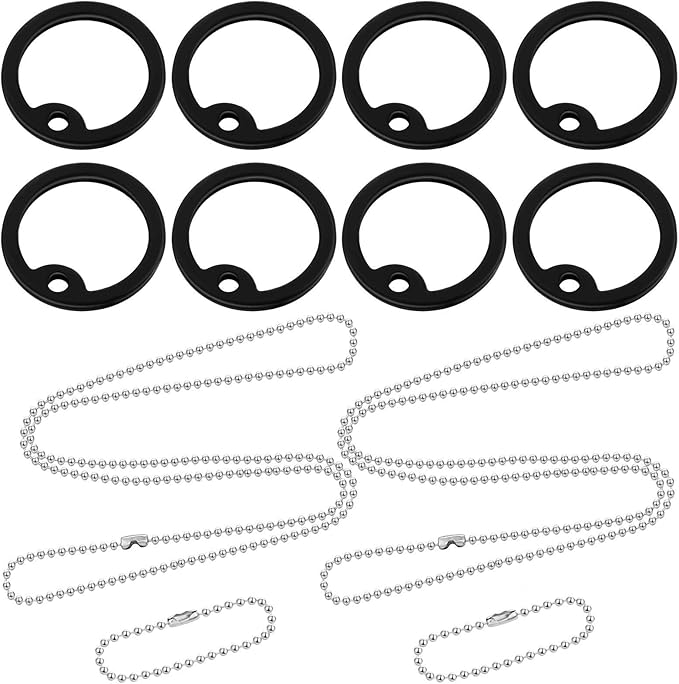 Weewooday 8 Pcs Dog Tag Silicone Silencer Military Engraved Dog Tag with 4 Stainless Steel Chain Black Army Pet Tags Cover Rubber ID Protector for Collar Reduce Noise