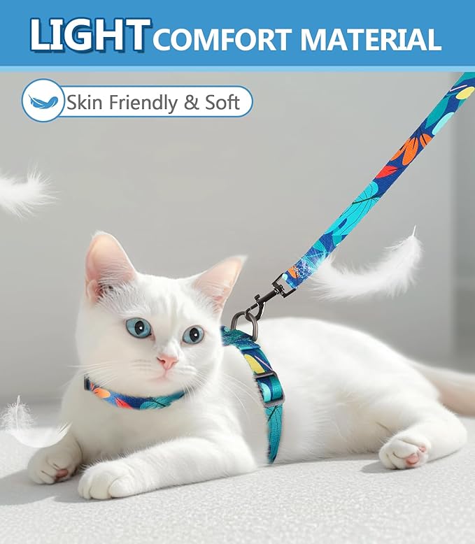 Halypet Cat Harness and Leash Set, Escape Proof [3 in 1 Adjustable & Lightweight] Cat Harness, Comfortable Soft Kitten Harness for Cats Safe, Easy to Wear, Outdoor Walking Travel