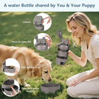 Outdoor Dog Water Bottle 50oz Leakproof Portable Pet Water Dispenser with Handle for Travel Hiking Camping Beach Trips BPA Free Must Have for Active Pets (Grey)