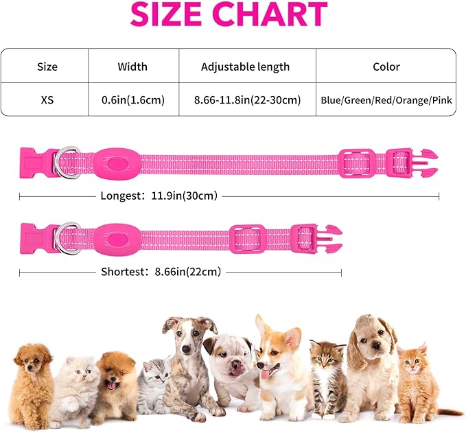 Illumifun Small LED Dog Collar, USB Rechargeable Light Up Dog Collar, Adjustable Safety Collar Light for Small Dogs Cats Glow in The Dark (Pink, X-Small)