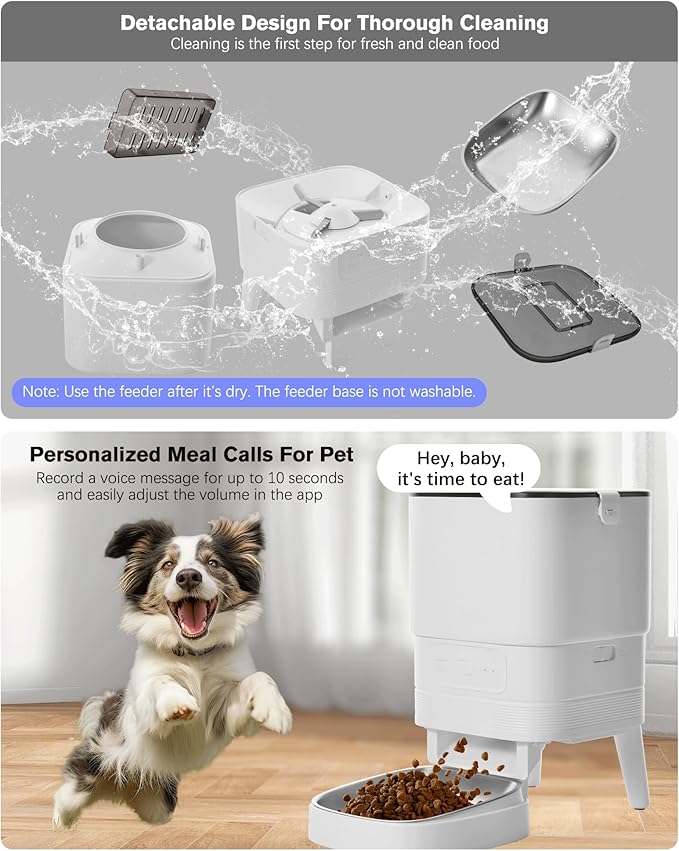 Automatic cat Feeder and Water Fountain,4L WiFi Dry Auto Pet Food and 2.2L Water Dispenser Set,Small Timed Self Feed Smart APP Feeding Stainless Steel Bowl(White)