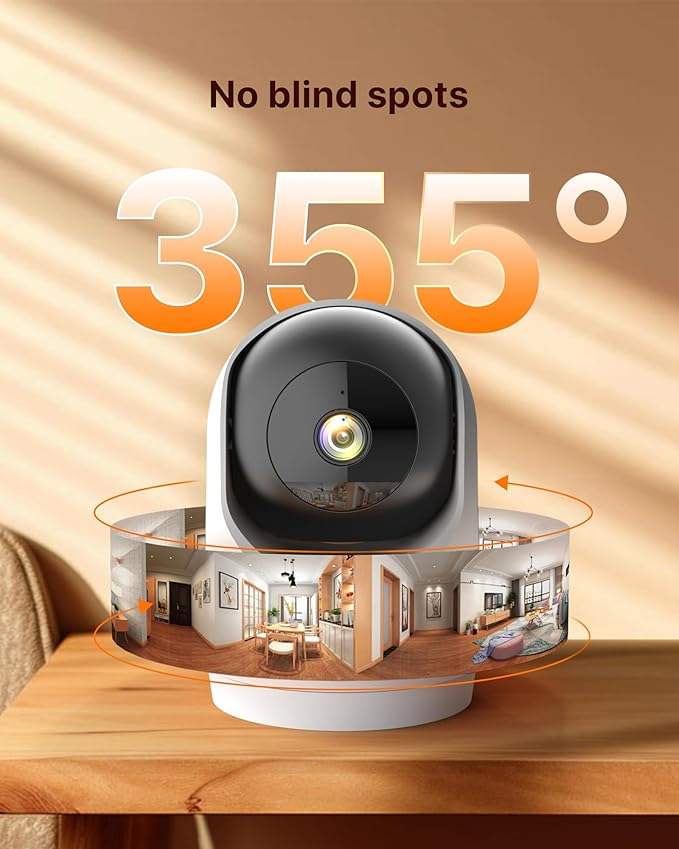 Tenda 2K Indoor Security Camera, WiFi6 Pet Camera for Home Security, 360°, 2-Way Audio, Motion Detection for Baby and Pet Monitor, Night Vision, Cloud & SD Card Storage, One-Touch Call (CP3-V3.0)