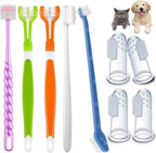 Triple Head & Double Head Dog Toothbrush Set, Finger Rubber Toothbrush, Multi-Angle Dental Cleaning Brushes for Cat Oral Health