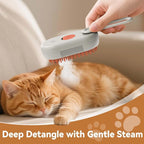 4 in 1 Pet Steam Brush for Shedding,Rechargeable cat brushes for indoor cats,Quiet Detangling Brush for Long Haired Cats and Dogs(Cream Color)