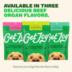 Get Joy Freeze Dried Superfood 100% Beef Heart Dog Treats, 4 Ounce Bag (Pack of 3), Single Ingredient Organ Meat, High Protein, Heart Health, Energy, Grain Free, Gluten Free, Made in USA