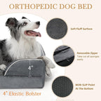 Comfort Expression Medium Dog Beds Waterproof Orthopedic Foam Dog Sofa Beds for Medium Large Dogs Comfy Pet Bed with Washable Removable Cover & Non-Slip Bottom(Medium,Dark Grey)