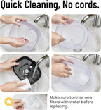 Veken Cat Water Fountain with Detachable Tank, Easy to Clean & Assemble, 84oz/2.5L Automatic Pet Drinking Dispenser with Quiet Operation & LED Light for Cats, Dogs and Small Pets, Black