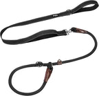 Fida 2-in-1 Slip Leads for Dogs with Double Handles, Tangle Free Leash for Large Dogs That Pull, Heavy Duty No Pull Training Leash Reflective Soft Padded for Large & Medium Breed(6ft,Black)