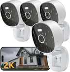 2K Security Camera, Outdoor/Indoor for Home, Pet, Baby, Nanny, IP65 Wterproof Color Night Vision, White Light & Siren, Recording, Motion Detection, Compatible with Alexa, White-4P