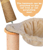 Beige Cat Hammock, Extra Large (12.4"), Cozy Hammock with Deep Basket, Attachment Design for Cat Tower