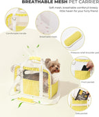 Pet Carrier for Medium Cats, Dog Carrier with Soft-Sided Cat Carriers with Breathable Mesh for Small/Medium Cats Dogs Puppies (Up to 13lbs), Foldable with Safety Buckle for Travel - Yellow