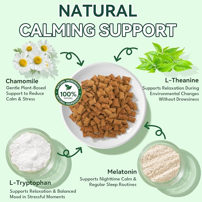 YOTANGO Cat Calming Treats – 500 Crunchy Calming Chews for Cats Kittens, Anxiety Relief & Stress Reduction for Travel, Thunder, Vet Visits, with Chamomile, L-Theanine & L-Tryptophan (Chicken Flavor)