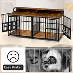 XXL Dog Crate Furniture for 2 Dogs, Extra Large Double Dog Cage Large Breed, Thick Wooden Dog Crate with Storage Rack, 72 Inch Double Dogs House Sturdy Dog Kennel with Removable Divider