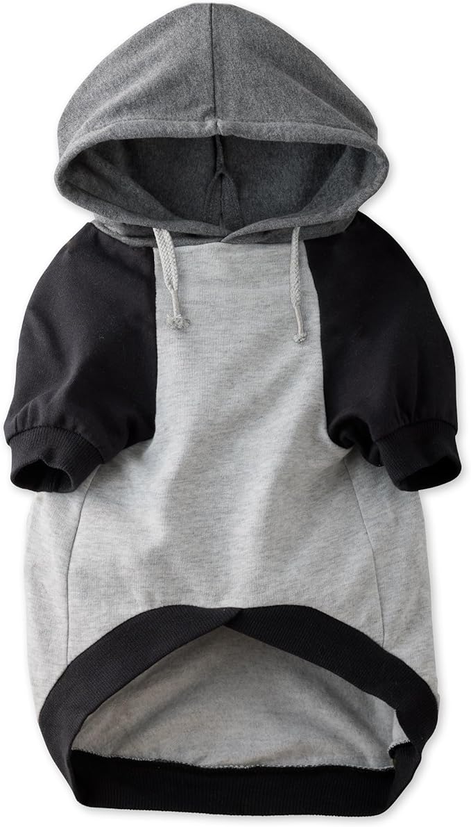 Rocky – The Orginal Lightweight Hooded TEE 100% Organic Cotton Dog Hoodie Pet Coat Sweater for Small, Medium, Large Dogs, Heather Gray Color Block, X-Small
