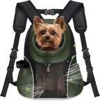 WOYYHO Pet Dog Carrier Backpack Small Dog Front Backpack Ventilated Mesh Dog Travel Back Pack with Safety Belt for Travel Hiking Cycling Outdoor Adventures (Size S: 2-4.5 lbs, Army Green)