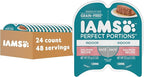 IAMS Perfect Portions Indoor Adult Grain Free Wet Cat Food Pate, Salmon Recipe, 2.6 oz. Easy Peel Twin-Pack Trays (24 Count, 48 Servings)