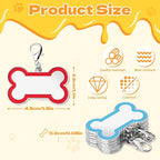 12 Pack Blank Dog Tags Engraved, Zinc Alloy Bone Shape Dog Name Tag, 1.8in Pet ID with Lobster Clasp for Engraving Name Phone Number (6 Colors)