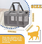 Pet Carrier Bag for Cats,Cat Soft-Sided Carriers Collapsible Ventilated Breathable Puppy Carrier for Small Dogs Airline Approved Kitty Carrier for Small Medium Cat Puppy Under to 12 Lb(Grey)
