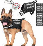 Service Dog Vest Harness+ID Tag+10 Patches,Metal Serivce Dog Tag&Reflective Emotional Support Dog Vest with Handle for Small Dogs,Easy Put On/Off for Training/Walking/Everyday Black S