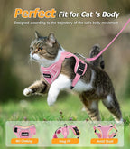 Halypet Cat Harness and Leash Set [MAX Safety 4th-Gen Upgrade] Escape Proof Adjustable Cat Leash Comfortable Soft Vest Easy to Wear Kitten Harness with Reflective Strip for Cats Walking, XS Pink