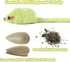 12PCS Rattle Cat Mouse Toys also Prefilled Catnip, 2.36” Mice Body Size, Faux Fur Cat Mice Toys with Plastic Body, Interactive Catnip Toys for Indoor Cats Play Fetch
