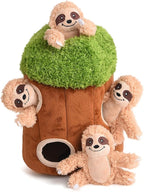 Interactive Squeaky Dog Toys Plush Sloth Dog Toy, Stuffing Woodland Friends Burrow, Dog Toys for Small Medium Large Dogs, Squeaky Plush Dog Toy (Medium)