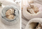 YUDANSI Cat Bed Hooded for Indoor Cats, Dog Bed with Large Covered Hood for Small Dogs Cats Puppy Kitty, Anti Anxiety Donut Cuddler, Anti Slip Plush Faux Fur Enclosed Pet Nest (Washable)(Pink-20inch)