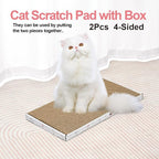 Cat Scratcher Cardboard with Box Durable Corrugate Scratching Kitty Sofa Lounge Bed Reversible Catnip Included for Indoor Cats, Scratching Pad, Can be Assembled, Double-Sided Design, Large (Box,2pcs)