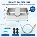 BWOGUE 3 Gal Automatic Dog Water Dispenser for Large Dogs Stainless Steel Outdoor Water Bowl Large Breed Self Filling Dog Waterer Feeder for Dogs Cat Chicken Livestock