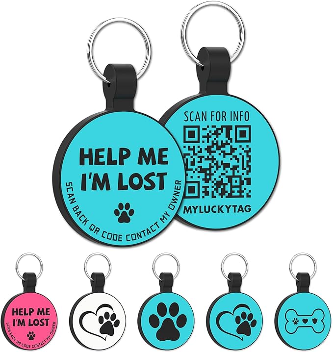 MYLUCKYTAG Silent Silicone QR Code Dog Tags - Scan QR for Instant Pet Location Alert Email