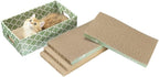 MECOOL Cat Scratching Board，5PC Cat Scratch Pad with Box，Reversible Corrugated Cat Scratcher Cardboard and Lounge Bed for Indoor Cats, Catnip