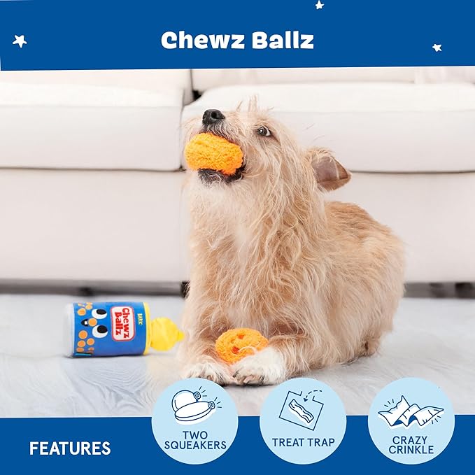 Barkbox Chewz Ballz Plush Dog Toy | Multi-Part Fun for Small Dogs, Perfect for Playtime & Fetch