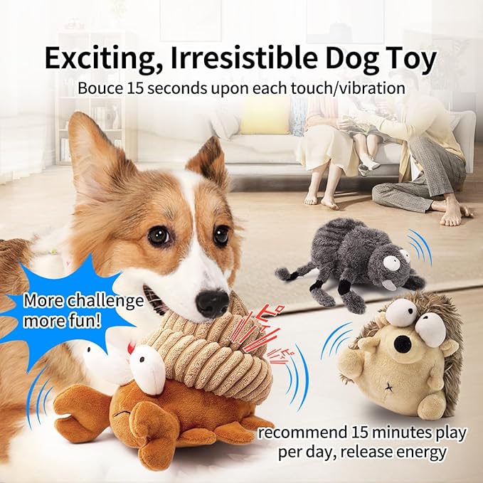 Interactive Dog Toys That Moves Active Ball for Dogs with Rechargeable Battery Self Moving Balls and Plush Cover for Small & Medium Dogs to Chase Barking Dog Toy Vibrates Toy SpidHerm
