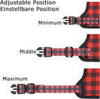 HEELE Dog Harness, No Pull Adjustable Padded Reflective Harness for Small Medium Large Dogs with Handle for Walking Training, Checkered-Red, L