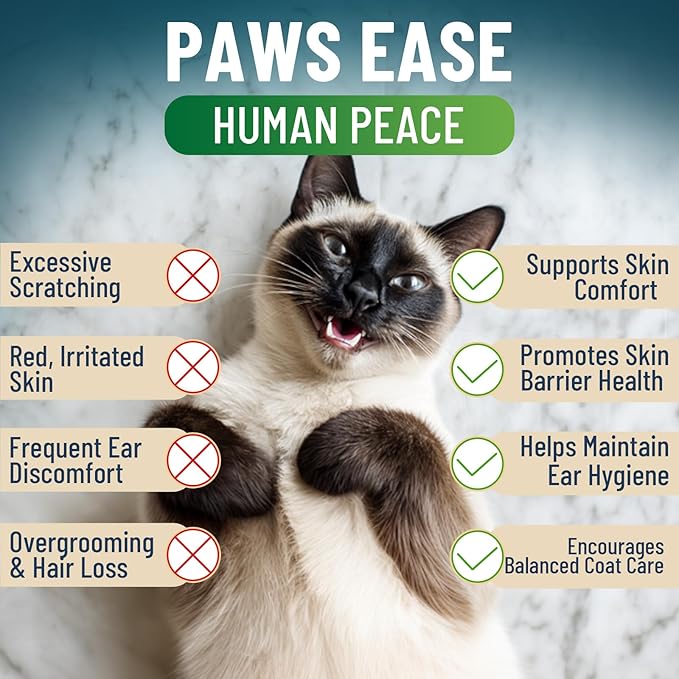 200 Natural Cat Allergy Relief Chews, Cat Itchy Skin Allergy Relief & Immune Support Chews for Seasonal Allergies Cats, Itch Relief for Cats Paws, Eyes, Ears, Stop Licking & Scratching, Chicken Flavor