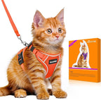 Halypet Cat Harness and Leash Set [MAX Safety 4th-Gen Upgrade] Escape Proof Adjustable Cat Leash Comfortable Soft Vest Easy to Wear Kitten Harness with Reflective Strip for Cats Walking, M Orange