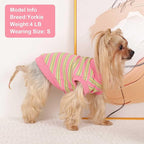 Dog Shirt, Pet Clothes for Chihuahua, Yorkie Teacup Costumes Striped, Small Dogs Sleeveless Tank Top Vest, Breathable Cotton Puppy T-Shirt, Cat Apparel Outfit (Pink, L)