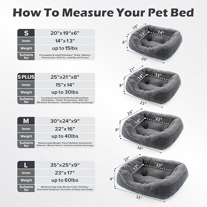 INVENHO Dog Beds for Small Medium Dogs Washable, Calming Orthopedic Warming Soft Calming Sleeping Durable Pet Bed with Anti-Slip Bottom