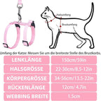 PUPTECK Adjustable Cat Harness and Leash Set Escape Proof Kitten Strap Collar for Walking Travel, Pink, M