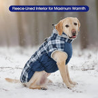 FUAMEY Dog Coat for Small Dogs,Waterproof Dog Winter Jacket with Harness Built in Puppy Cold Weather Coats Reflective Pet Vest with Zipper Warm Fleece Dogs Snowsuit Windproof Blue Plaid XS