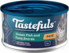 Blue Buffalo Tastefuls Wet Cat Food Paté, Made with Natural Ingredients | Ocean Fish and Tuna Entrée, 3-oz. Cans (24 Count)