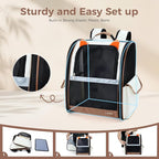 Lekereise Cat Backpack Carrier, Pet Carrier Backpack for Small Dogs Medium Cats Fit Up to 18 Lbs, Dogs Foldable Backpack Carrier for Travel, Hiking, Beige-Orange Ears