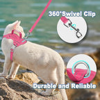 Cat Harness and Leash Set Escape Proof for Kitten Walking, Soft Adjustable Top Handle Vest Harnesses for Cats, Easy Control Breathable Reflective Small Medium Large, Pink, XS