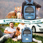 PetAmi Dog Backpack Carrier for Small Large Cat, Pet, Puppy, Ventilated Pet Hiking Backpack Travel Bag, Airline Approved Cat Backpack Carrier, Camping Biking Dog Bag Up to 18lbs Pet, Light Blue