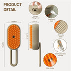 4-in-1 Cat Steam Brush for Shedding – Self-Cleaning Comb for Long and Short Hair Cats and Dogs, Steam Pet Brush for Hair Removal, Vibrating Message, Grooming & Relaxation (Khaki)