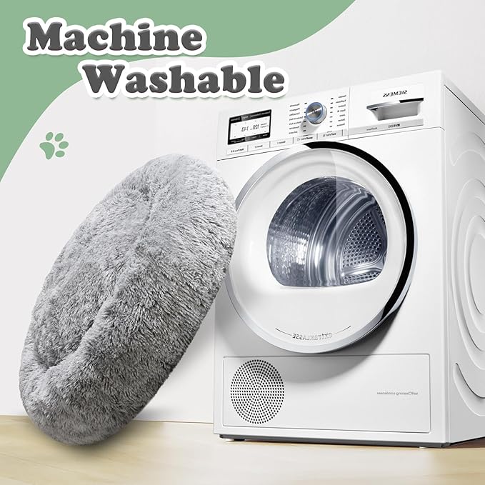 JOLLYVOGUE Dog & Cat Bed, Calming Anti-Anxiety Pet Bed for Small Dogs, Fluffy Donut Cushion for Small and Medium Pets (23")