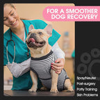 FUAMEY Dog Recovery Suit Male,Dogs Surgery Neuter Suits Puppy Spay Shirts for Female Protect Dog's Skin Anti Licking Abdominal Wounds Doggie Onesie Pet Bodysuit Alternative to Cone Gray Stripes S