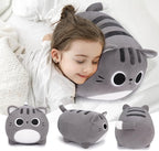 Auspicious beginning Grey Cat Stuffed Animal-15.8'' Cat Plush Toy, Cat Plushie Pillow, Kawaii Soft Plush Cat Pillow Stuffed Cat Toys, Room Decoration Chirsmas Birthday Gifts for Kids Girls Boys