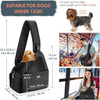 SlowTon Pet Dog Sling Carrier, Hands Free Hard Bottom Papoose Small Animal Puppy Up to 12 lbs Travel Bag Tote Breathable Mesh Support Adjustable Padded Strap Pocket Safety Belt Machine Washable