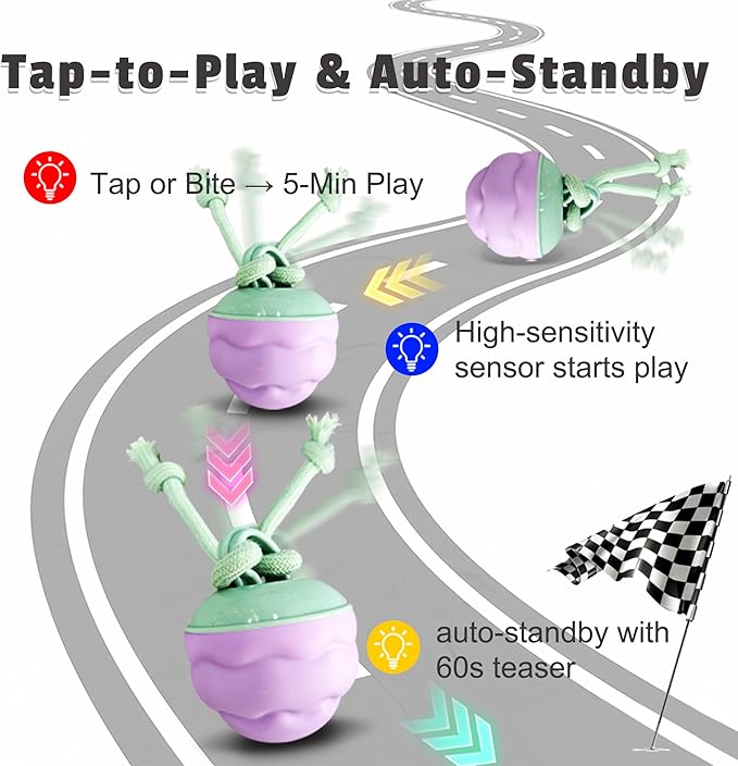 Interactive Dog Toys [2025 Upgrade] – Smart Dog Ball, Automatic Motion-Activated Rolling, Random Path, Squeaky Sounds, USB-C Rechargeable LED Light, Indoor/Outdoor Use